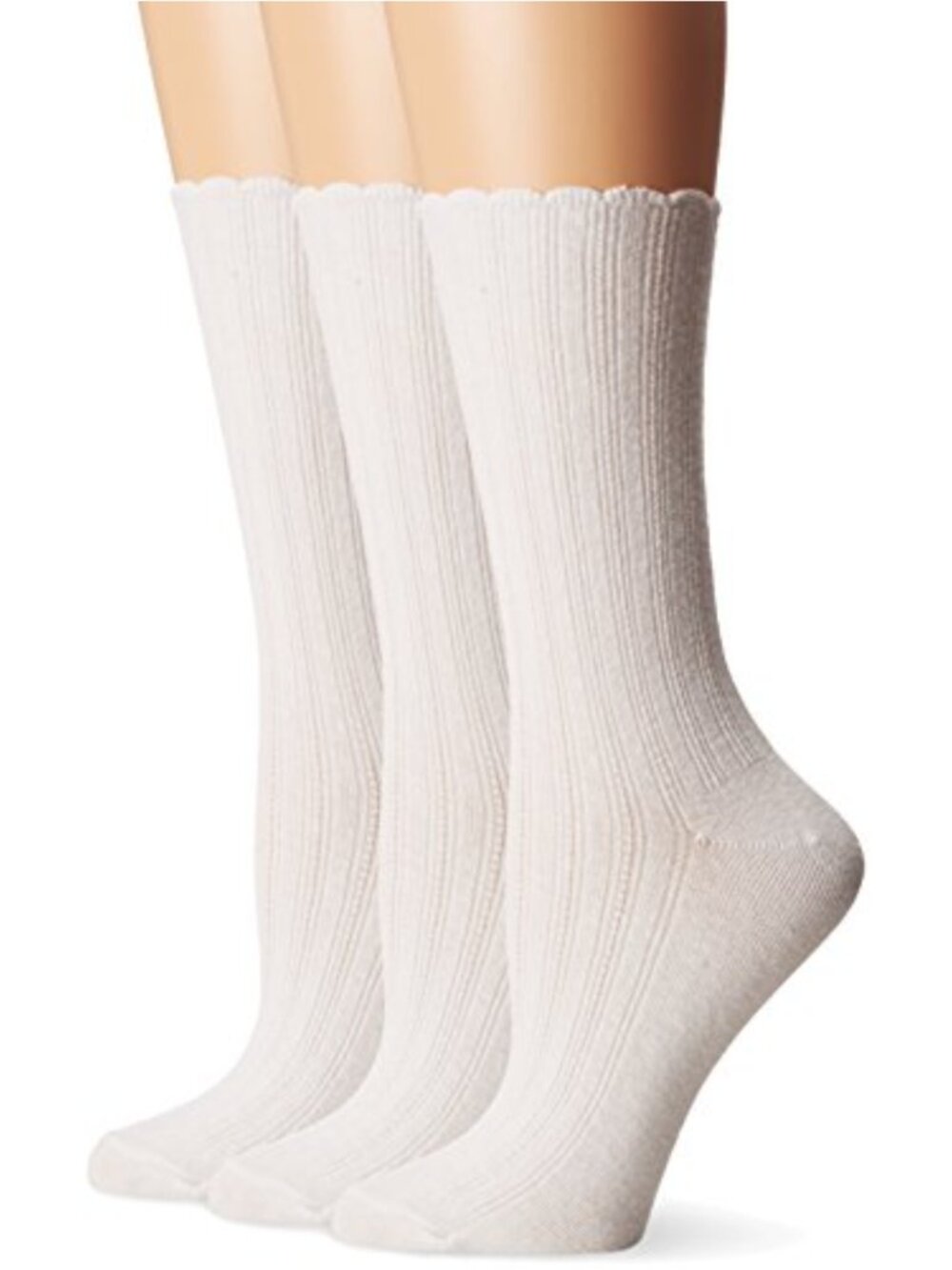 Scallop Pointelle Crew Sock, 3 Pair Pack, Non-Binding Comfort, Casual Dress